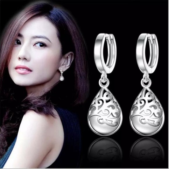 💫White Cat's Eye Stone Water Drop Earrings 💫 - Picture 4 of 4